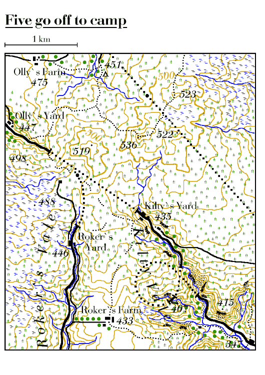 Karte vom Gebiet des Zeltlagers